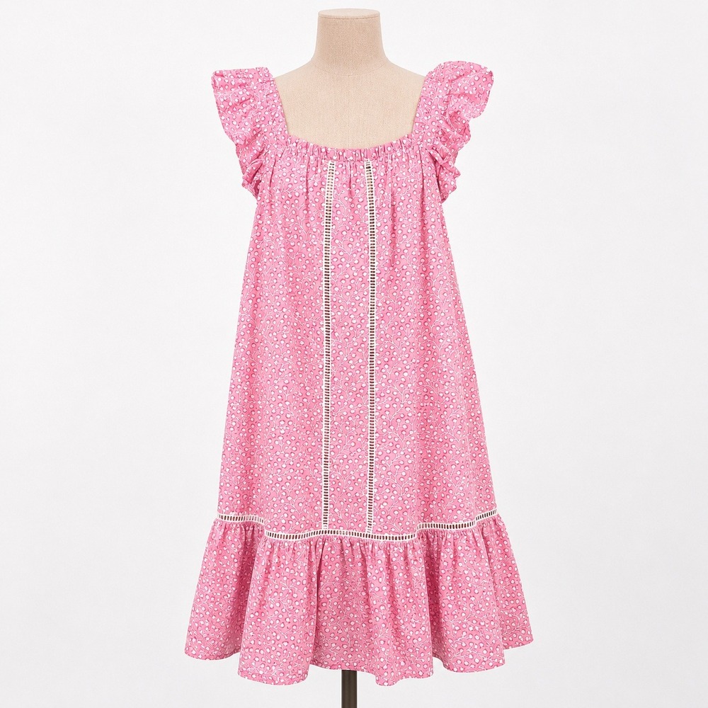French Connection Pink Floral Ruffle Midi Dress